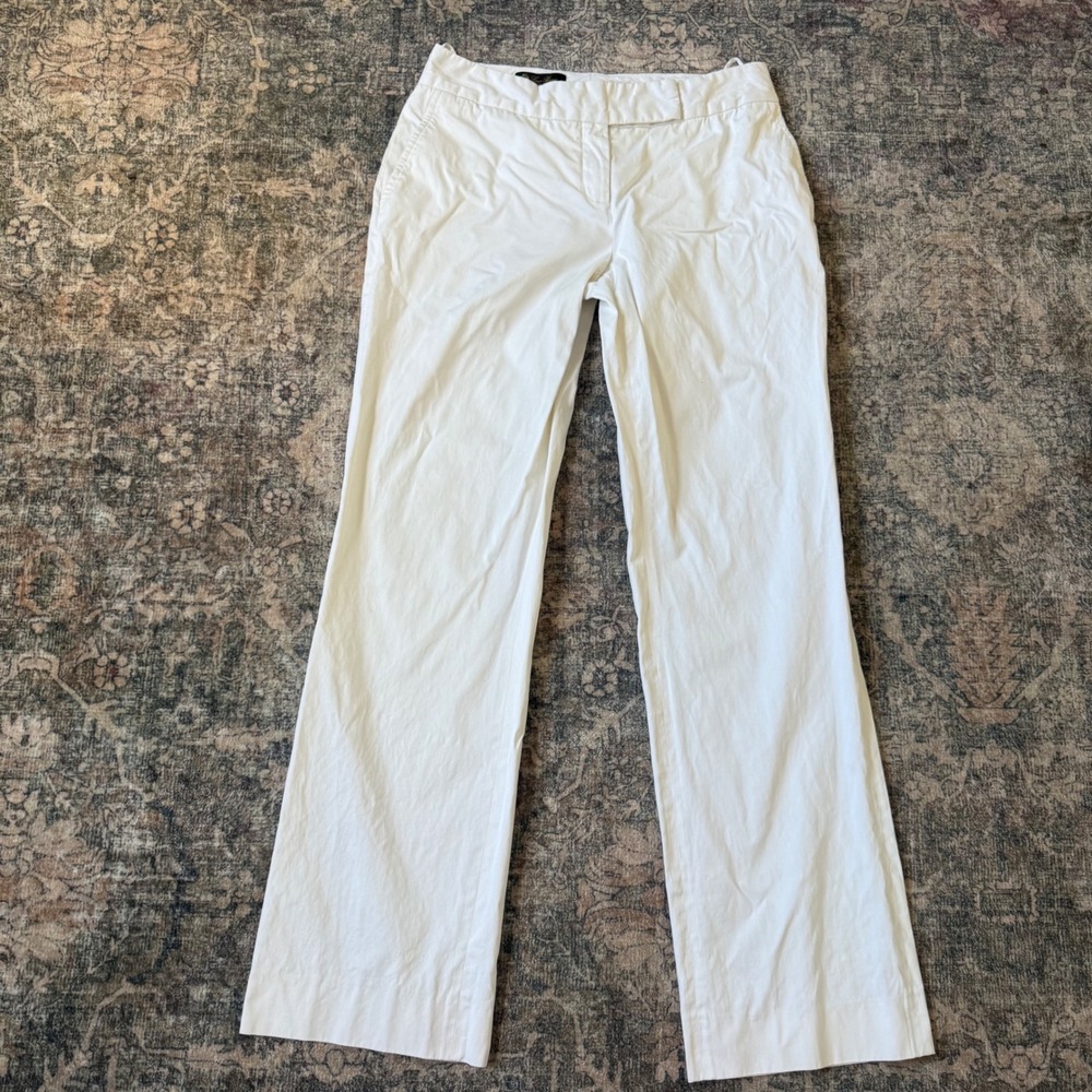 Loro Piana White Cotton Silk Blend Wide Leg Trousers Pants Italy Size 44